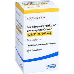 Abbildung: Levodopa / Carbidopa / Entacapone Orion 125 / 31,25 / 200 175 St, Filmtabletten PZN 10018314