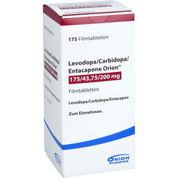 Abbildung: Levodopa / Carbidopa / Entacapone Orion 175 / 43,75 / 200 175 St, Filmtabletten PZN 10018337