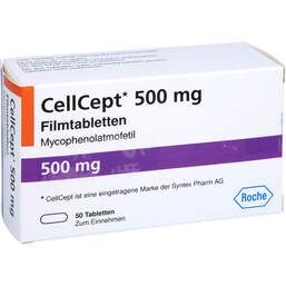 Abbildung: Cellcept 500 mg Filmtabletten 50 St, Filmtabletten PZN 10020328