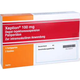 Abbildung: Xeplion 100 mg Depot-Injektionssuspension Fertigspritzen 1 St, Depot-Injektionssuspension PZN 10022273