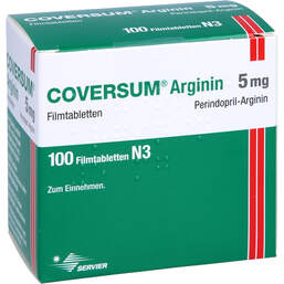 Abbildung: Coversum Arginin 5 mg Filmtabletten 100 St, Filmtabletten PZN 10032610