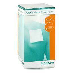 Abbildung: Askina Vliesstoffkompr.10x10 cm unsteril 4fach 100 St, Kompressen PZN 10041023