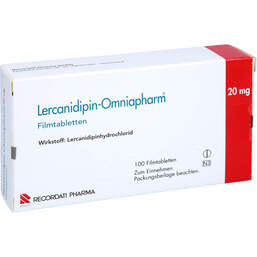 Abbildung: Lercanidipin Omniapharm 20 mg Filmtabletten 100 St, Filmtabletten PZN 10042241