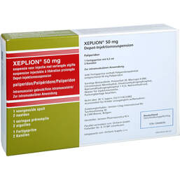 Abbildung: Xeplion 50 mg Depot-Injektionssuspension Fertigspritzen 1 St, Depot-Injektionssuspension PZN 10044694