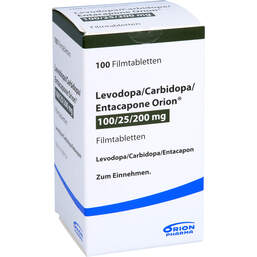 Abbildung: Levodopa / Carbidopa / Entacapone Orion 100 / 25 / 200 100 St, Filmtabletten PZN 10057248