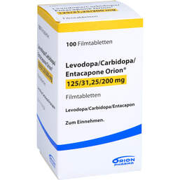Abbildung: Levodopa / Carbidopa / Entacapone Orion 125 / 31,25 / 200 100 St, Filmtabletten PZN 10057254