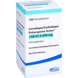 Abbildung: Levodopa / Carbidopa / Entacapone Orion 150 / 37,5 / 200 100 St, Filmtabletten PZN 10057260