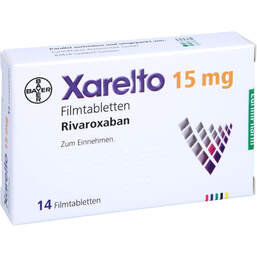 Abbildung: Xarelto 15 mg Filmtabletten 14 St, Filmtabletten PZN 10058590