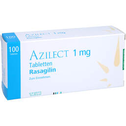 Abbildung: Azilect 1 mg Tabletten 100 St, Tabletten PZN 10060925