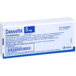 Abbildung: Dasselta 5 mg Filmtabletten 50 St, Filmtabletten PZN 10061793