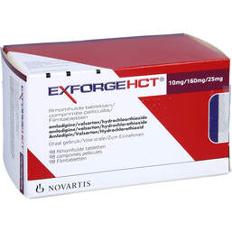 Abbildung: Exforge HCT 10 mg / 160 mg / 25 mg Filmtabletten 98 St, Filmtabletten PZN 10067790
