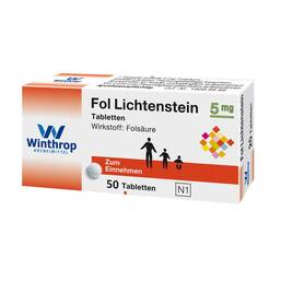Abbildung: Fol Lichtenstein 5 mg Tabletten 50 St, Tabletten PZN 10067821