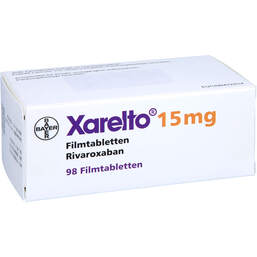Abbildung: Xarelto 15 mg Filmtabletten 98 St, Filmtabletten PZN 10072101