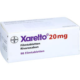 Abbildung: Xarelto 20 mg Filmtabletten 98 St, Filmtabletten PZN 10072124