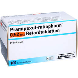 Abbildung: Pramipexol ratiopharm 0,52 mg Retardtabletten 100 St, Retard-Tabletten PZN 10072176