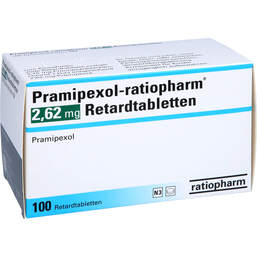 Abbildung: Pramipexol ratiopharm 2,62 mg Retardtabletten 100 St, Retard-Tabletten PZN 10072265
