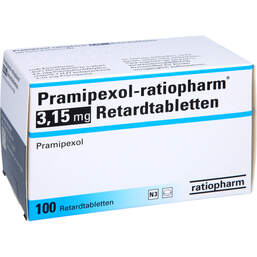 Abbildung: Pramipexol ratiopharm 3,15 mg Retardtabletten 100 St, Retard-Tabletten PZN 10072288