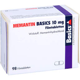 Abbildung: Memantin Basics 10 mg Filmtabletten 98 St, Filmtabletten PZN 10079988