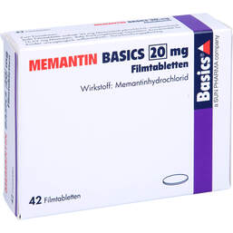 Abbildung: Memantin Basics 20 mg Filmtabletten 42 St, Filmtabletten PZN 10080052