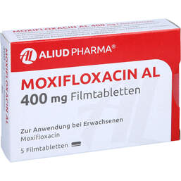 Abbildung: Moxifloxacin AL 400 mg Filmtabletten 5 St, Filmtabletten PZN 10080075