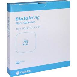 Abbildung: Biatain Ag Schaumverband 10x10 cm nicht haftend 5 St, Verband PZN 10089550