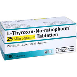 Abbildung: L-Thyroxin-Na ratiopharm 25 Mikrogramm Tabletten 100 St, Tabletten PZN 10089656