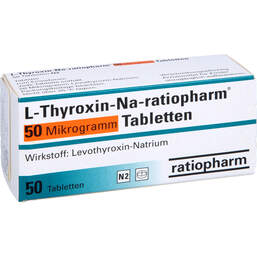 Abbildung: L-Thyroxin-Na ratiopharm 50 Mikrogramm Tabletten 50 St, Tabletten PZN 10089662