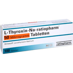 Abbildung: L-Thyroxin-Na ratiopharm 50 Mikrogramm Tabletten 100 St, Tabletten PZN 10089679
