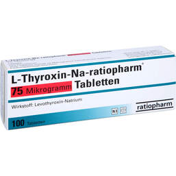 Abbildung: L-Thyroxin-Na ratiopharm 75 Mikrogramm Tabletten 100 St, Tabletten PZN 10089691
