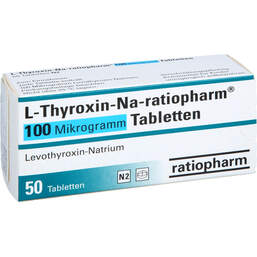 Abbildung: L-Thyroxin-Na ratiopharm 100 Mikrogramm Tabletten 50 St, Tabletten PZN 10089716