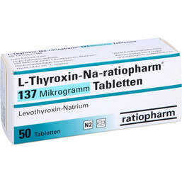 Abbildung: L-Thyroxin-Na ratiopharm 137 Mikrogramm Tabletten 50 St, Tabletten PZN 10089834