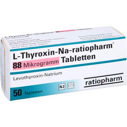 Abbildung: L-Thyroxin-Na ratiopharm 88 Mikrogramm Tabletten 50 St, Tabletten PZN 10089857