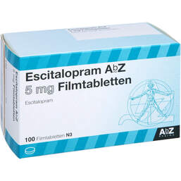 Abbildung: Escitalopram AbZ 5 mg Filmtabletten 100 St, Filmtabletten PZN 10099086