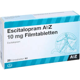 Abbildung: Escitalopram AbZ 10 mg Filmtabletten 20 St, Filmtabletten PZN 10099092