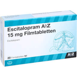 Abbildung: Escitalopram AbZ 15 mg Filmtabletten 20 St, Filmtabletten PZN 10099123