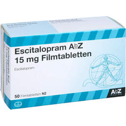 Abbildung: Escitalopram AbZ 15 mg Filmtabletten 50 St, Filmtabletten PZN 10099146