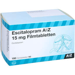 Abbildung: Escitalopram AbZ 15 mg Filmtabletten 100 St, Filmtabletten PZN 10099152