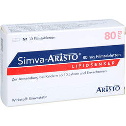 Abbildung: Simva Aristo 80 mg Filmtabletten 30 St, Filmtabletten PZN 10100211