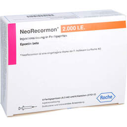 Abbildung: Neorecormon 2000 I.E. Injektionslösung in einer Fertigspritze 6 St, Injektionslösung PZN 10113716