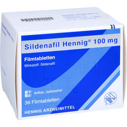 Abbildung: Sildenafil Hennig 100 mg Filmtabletten 36 St, Filmtabletten PZN 10113900