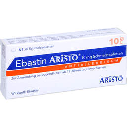 Abbildung: Ebastin Aristo 10 mg Schmelztabletten 20 St, Schmelztabletten PZN 10114124