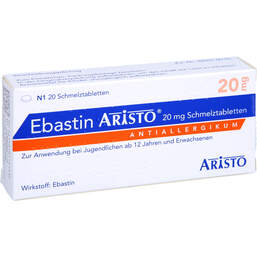 Abbildung: Ebastin Aristo 20 mg Schmelztabletten 20 St, Schmelztabletten PZN 10114153