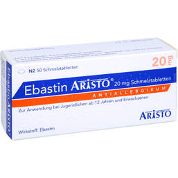 Abbildung: Ebastin Aristo 20 mg Schmelztabletten 50 St, Schmelztabletten PZN 10114176