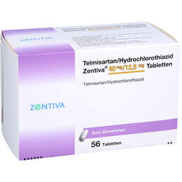Abbildung: Telmisartan / HCT Zentiva 40 mg / 12,5 mg Tabletten 56 St, Tabletten PZN 10114472