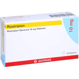 Abbildung: Rizatriptan Glenmark 10 mg Tabletten 12 St, Tabletten PZN 10116347