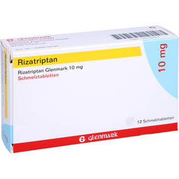 Abbildung: Rizatriptan Glenmark 10 mg Schmelztabletten 12 St, Schmelztabletten PZN 10116353