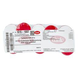 Abbildung: Salbenkruke weiß 10 g mit Schraubdeckel rot 10 St PZN 10121845 