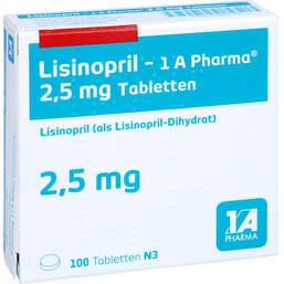 Abbildung: Lisinopril 1A Pharma 2,5 mg Tabletten 100 St, Tabletten PZN 10125079