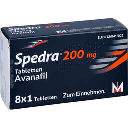 Abbildung: Spedra 200 mg Tabletten 8 St, Tabletten PZN 10130577