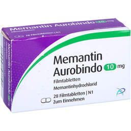 Abbildung: Memantin Aurobindo 10 mg Filmtabletten 28 St, Filmtabletten PZN 10141983